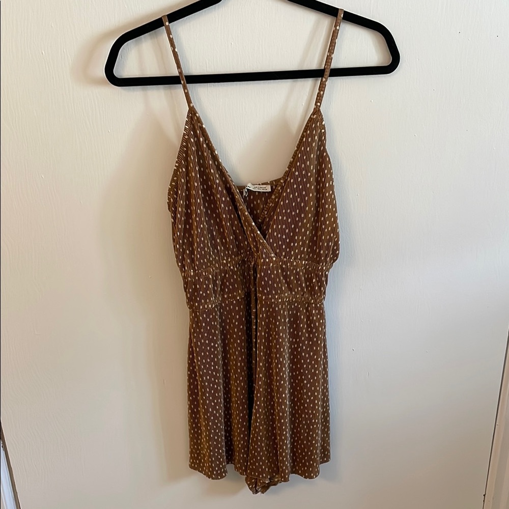 Pull&Bear Brown and White Polka Dot Romper